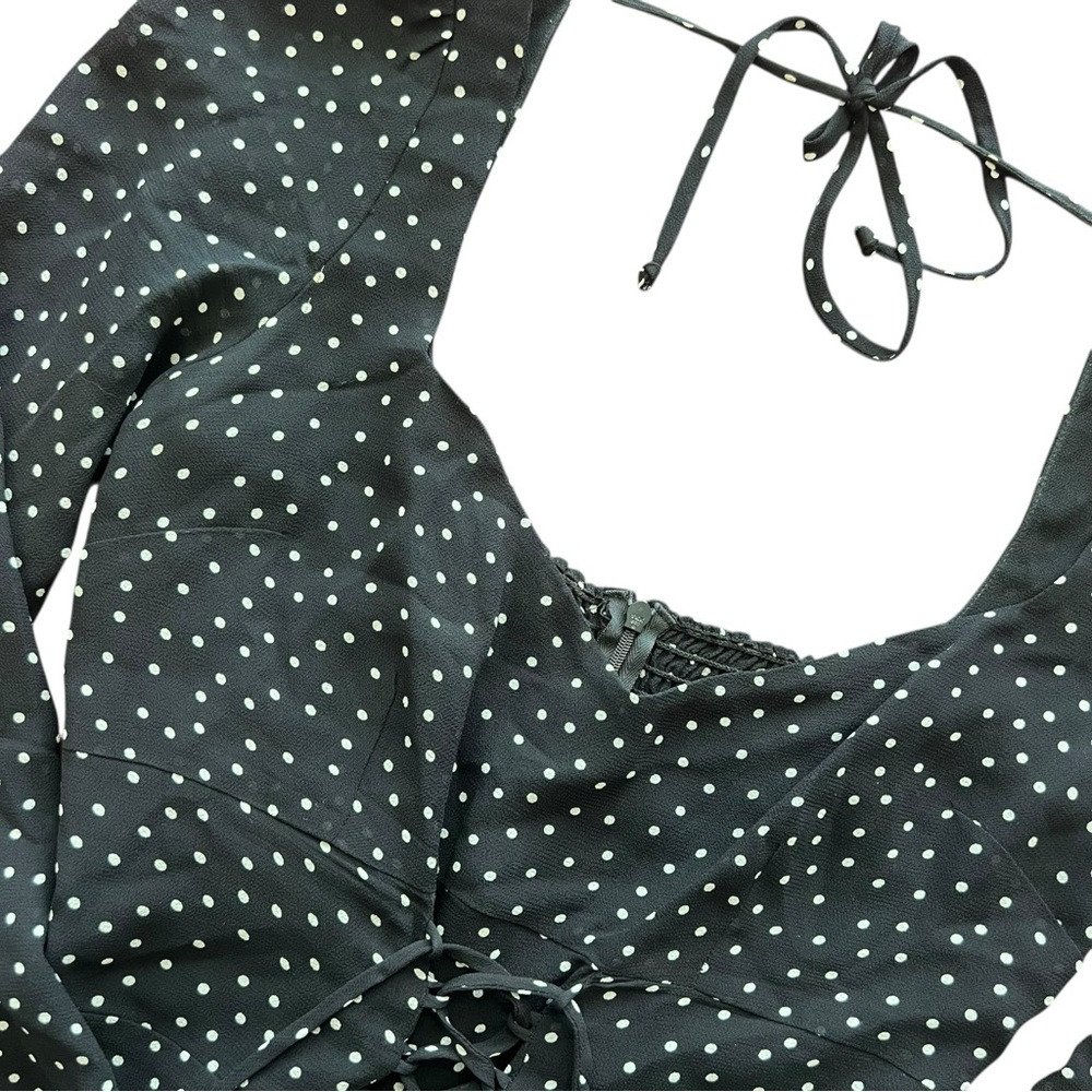 Reformation Bradshaw Mini Black White Polka Dot Dress - Picture 5 of 8